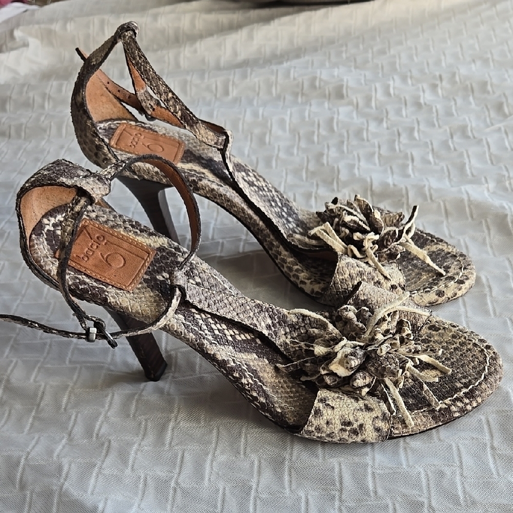 Bacio 61 Snake Print High Heels Size 8.5 Boho Bohemian